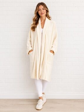 Revolve One Grey Day Oversized long duster sz Medium Merino Wool Silk blend NWT